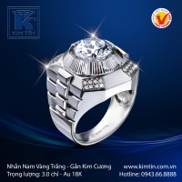 Nhẫn Kim Cương Vàng Trắng 18K