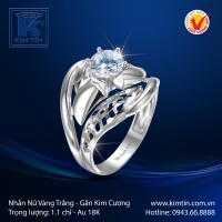 Nhẫn Kim Cương Vàng Trắng 18K
