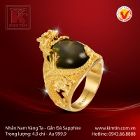 Nhẫn Nam Vàng 24K Gắn Đá Sapphire