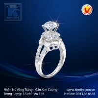 Nhẫn Kim Cương Vàng Trắng 18K