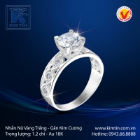 Nhẫn Kim Cương Vàng Trắng 18K