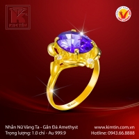Nhẫn Nữ Vàng 24K Gắn Đá Amethyst