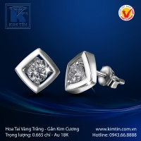 Hoa Tai Kim Cương Vàng Trắng 18K