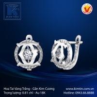 Hoa Tai Kim Cương Vàng Trắng 18K