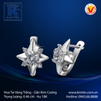 Hoa Tai Kim Cương Vàng Trắng 18K