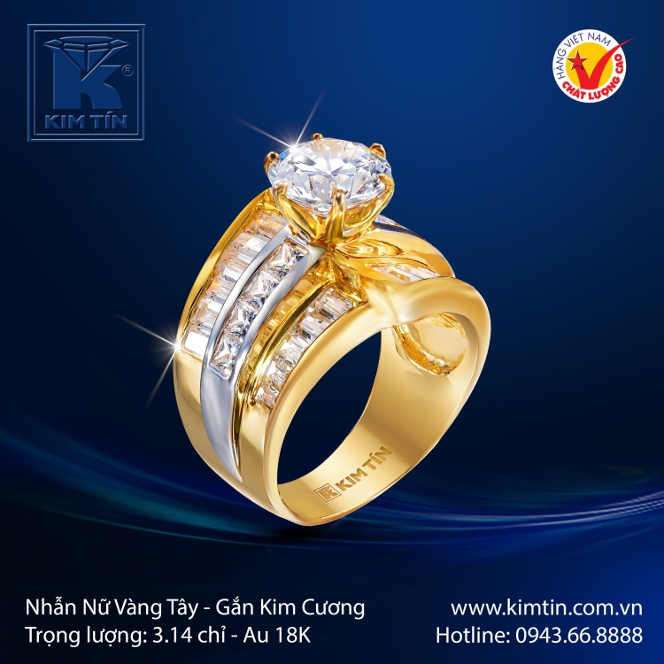 Nhẫn Nữ Vàng Màu 18K