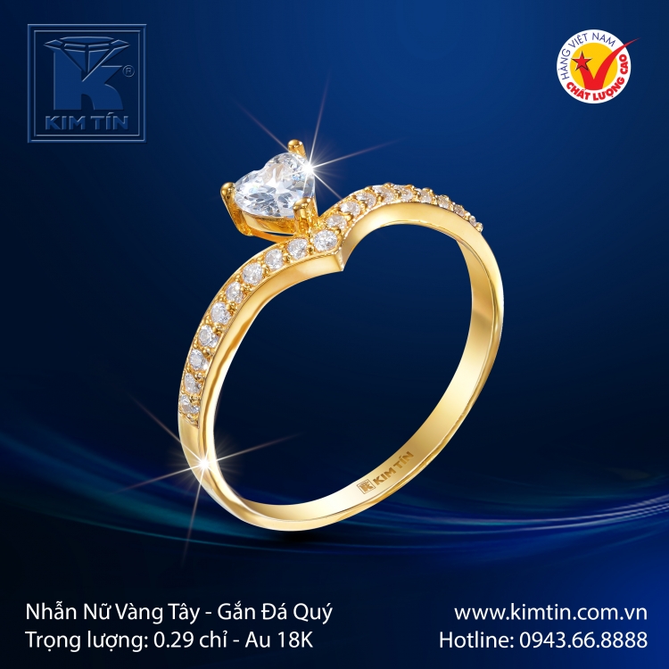 Nhẫn Nữ Vàng Màu 18K