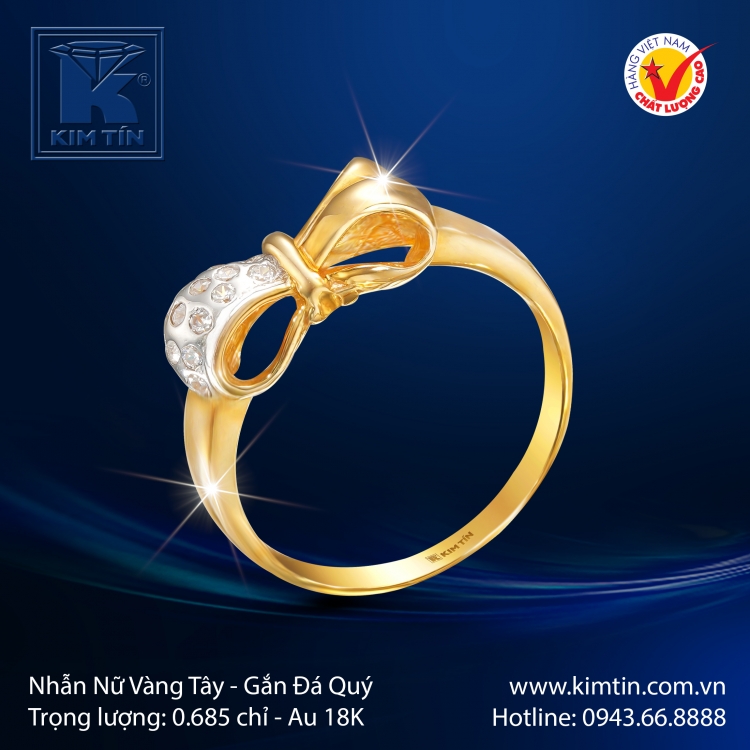 Nhẫn Nữ Vàng Màu 18K