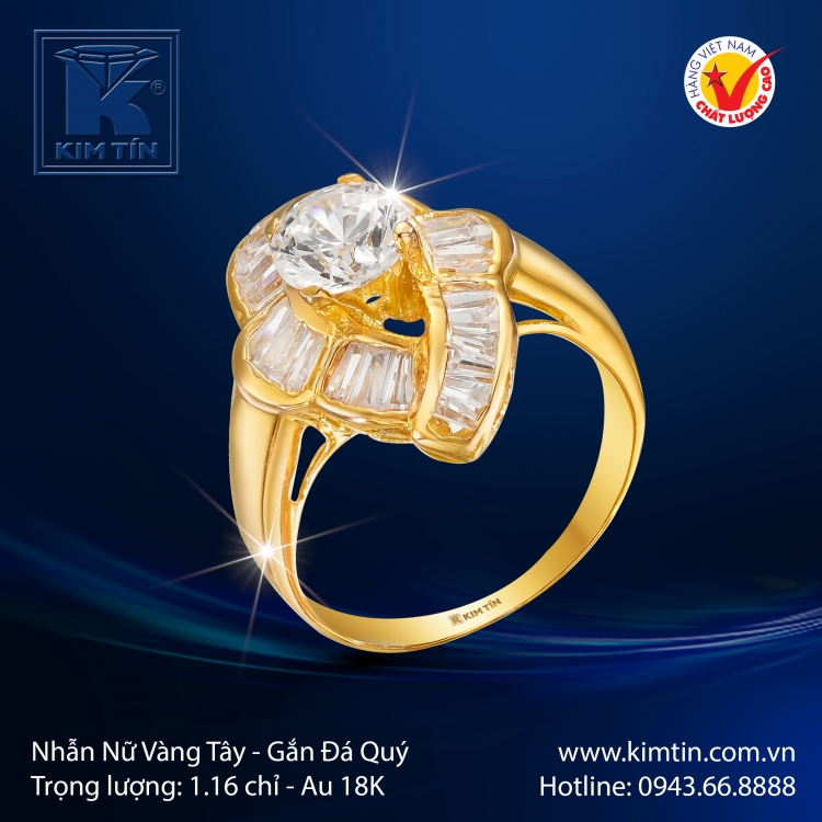Nhẫn Nữ Vàng Màu 18K