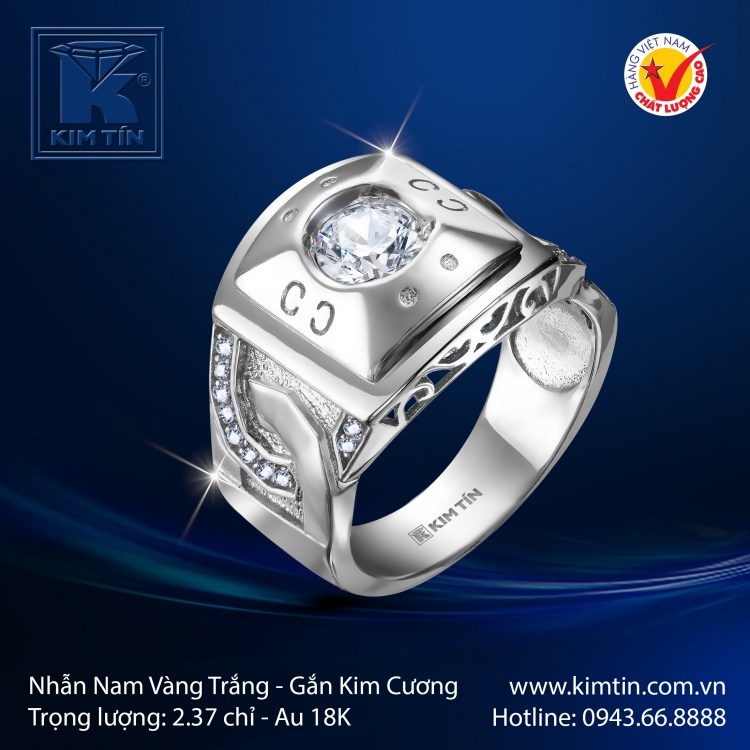Nhẫn Kim Cương Vàng Trắng 18K