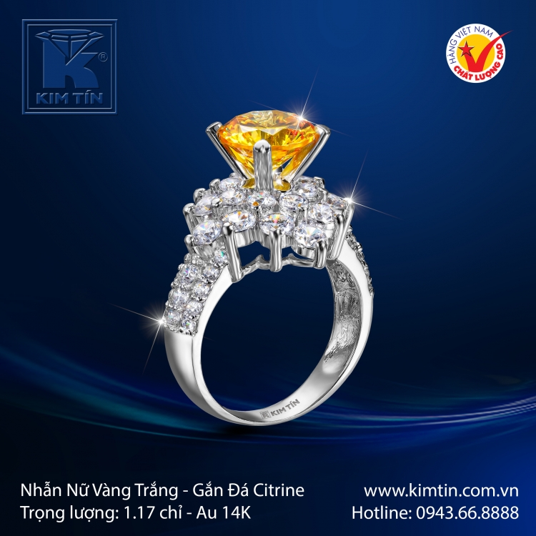 Nhẫn Nữ Vàng Trắng 14K