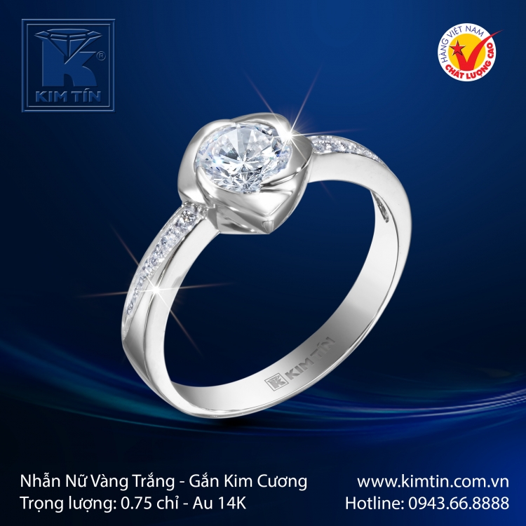Nhẫn Nữ Vàng Trắng 14K