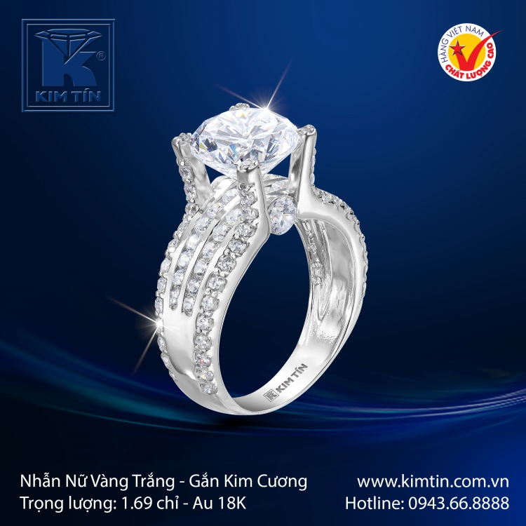 Nhẫn Nữ Vàng Trắng 18K