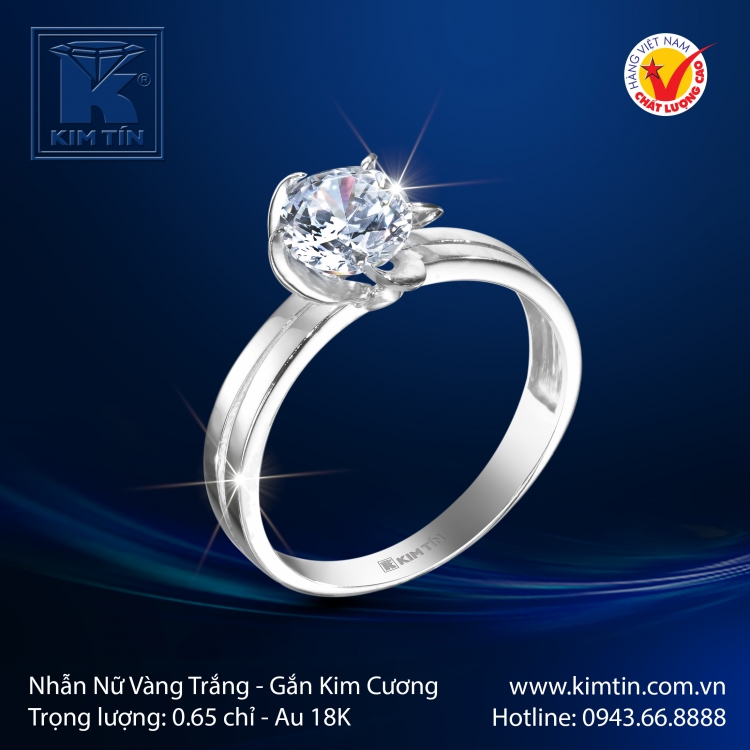 Nhẫn Nữ Vàng Trắng 18K