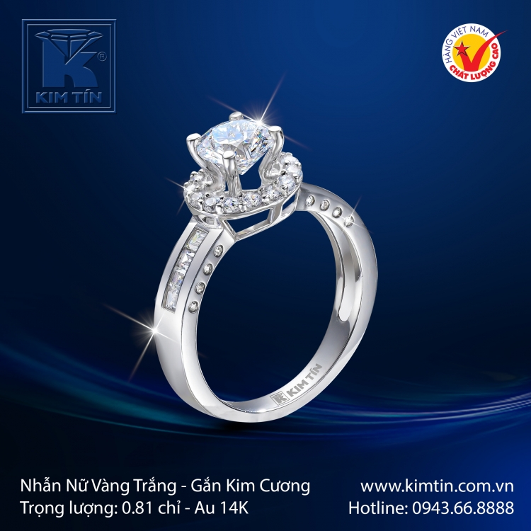 Nhẫn Nữ Vàng Trắng 14K