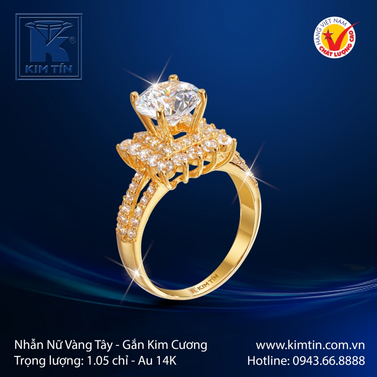 Nhẫn Nữ Vàng Màu 14K