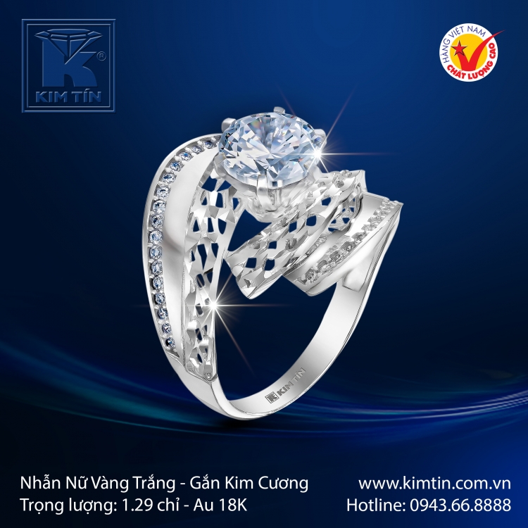 Nhẫn Nữ Vàng Trắng 18K