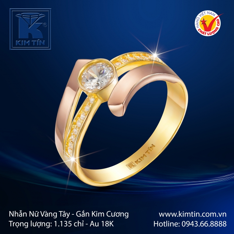 Nhẫn Nữ Vàng Màu 18K