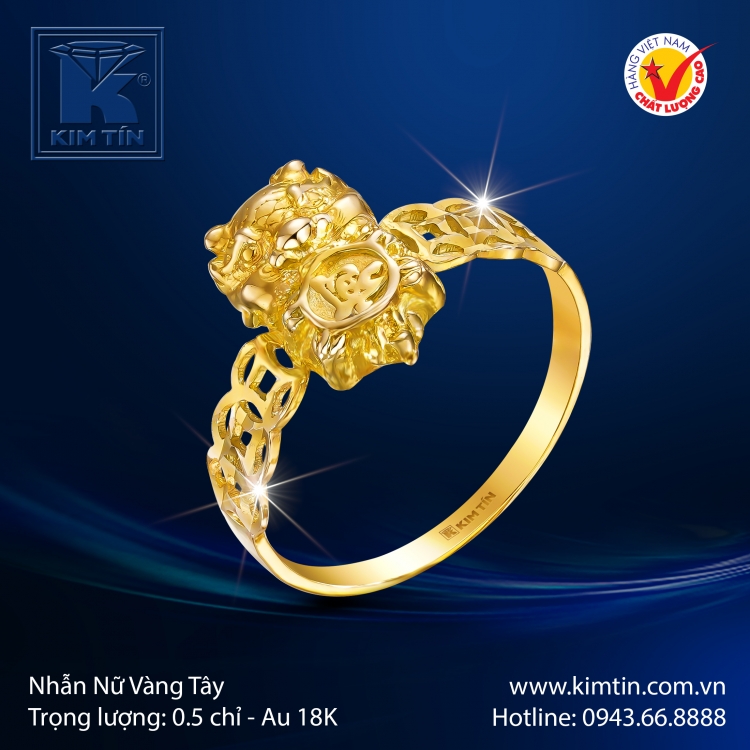 Nhẫn Nữ Vàng Màu 18K