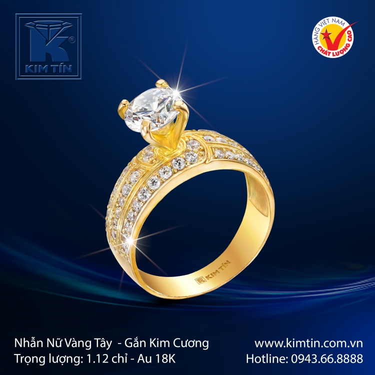 Nhẫn Nữ Vàng Màu 18K