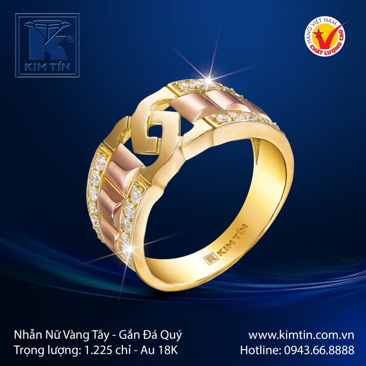 Nhẫn Nữ Vàng Màu 18K