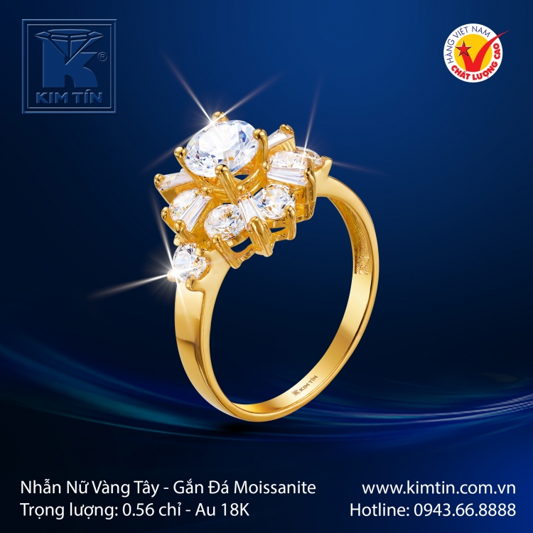 Nhẫn Nữ Vàng Màu 18K