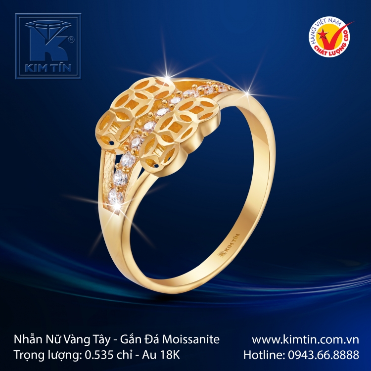 Nhẫn Nữ Vàng Màu 18K