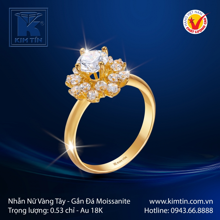 Nhẫn Nữ Vàng Màu 18K