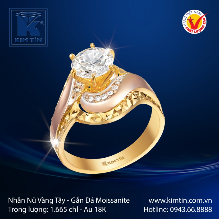 Nhẫn Nữ Vàng Màu 18K