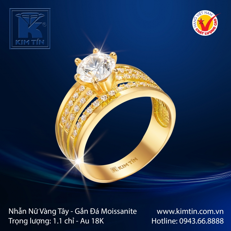 Nhẫn Nữ Vàng Màu 18K