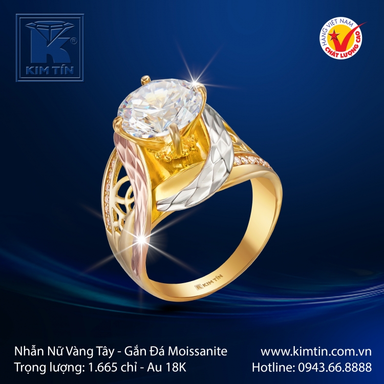 Nhẫn Nữ Vàng Màu 18K