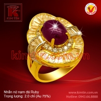 Nhẫn nữ vàng 18k nạm đá Ruby