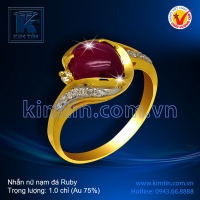Nhẫn nữ vàng 18k nạm đá Ruby