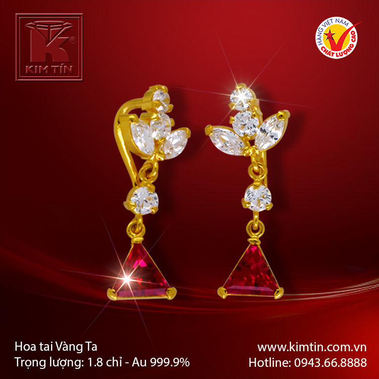 Hoa tai vàng 24k