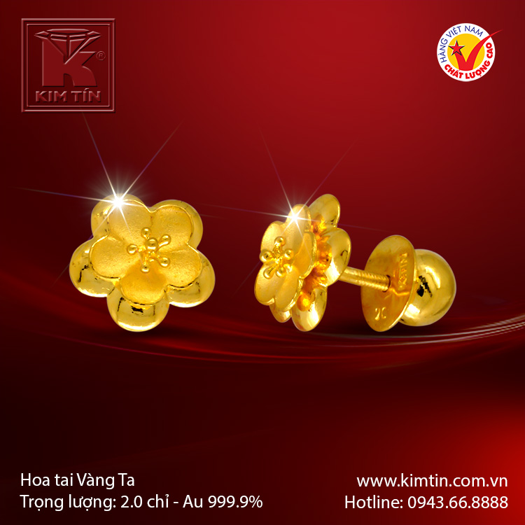 Hoa tai vàng 24k