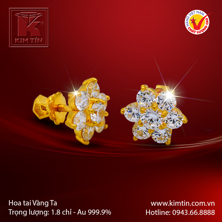 Hoa tai vàng 24k