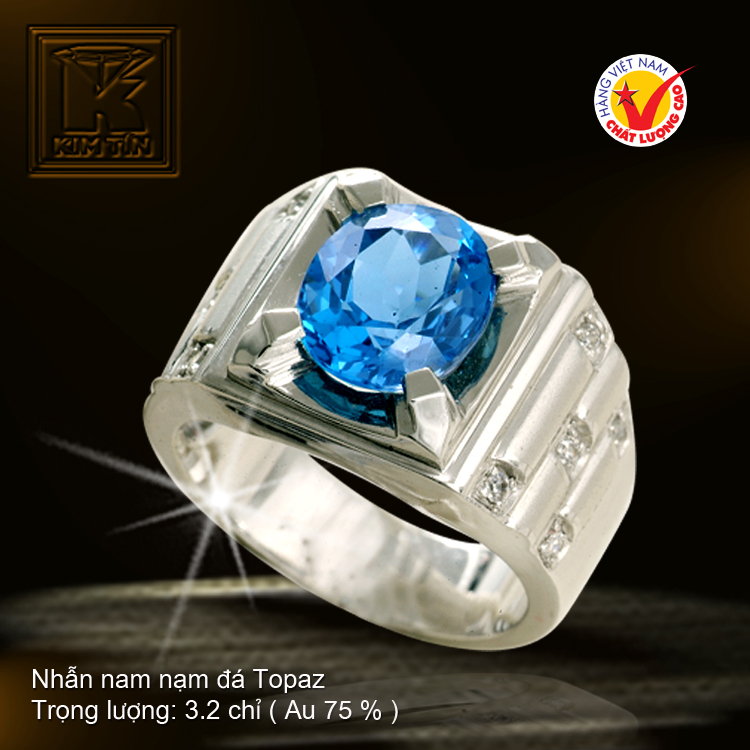 Nhẫn nam vàng trắng 18K