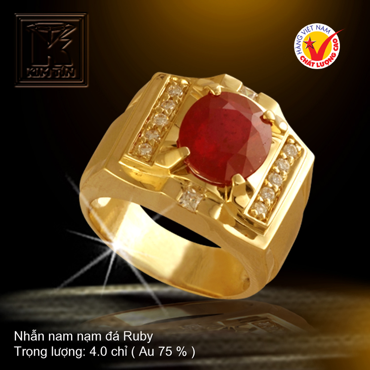 Nhẫn nam nạm đá Ruby